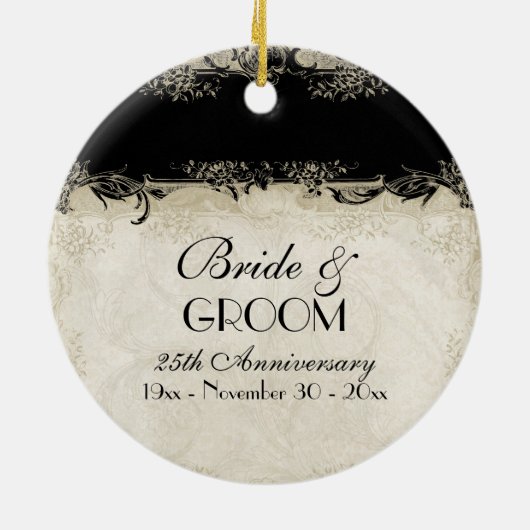 アールデコスタイルピーコックヴィンテージレースダークパープル セラミックオーナメント (裏面)