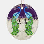 アールデコスタイルピーコックヴィンテージレースダークパープル セラミックオーナメント (左)