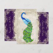 アールデコスタイルピーコックヴィンテージレースダークパープル セーブザデート (正面/裏面)