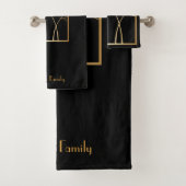 アールデコスタイルフェイク金ゴールドの木の黒い名前 バスタオルセット (インサイチュ)