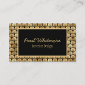 アールデコスタイルブラック金ゴールドシェルパターン 名刺 (正面)