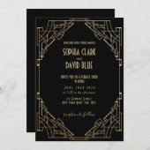 アールデコスタイルラグジュアリーエレガントウェディング 招待状 (正面/裏面)