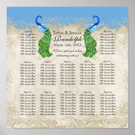 アールデコスタイル孔雀披露宴座席表 ポスター (正面)