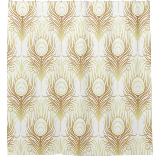 アールデコスタイル幾何学的シームレスパターン黒 シャワーカーテン (正面)