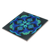 アールデコスタイル水色ブラックブルーグリーンフローラ タイル (側面)