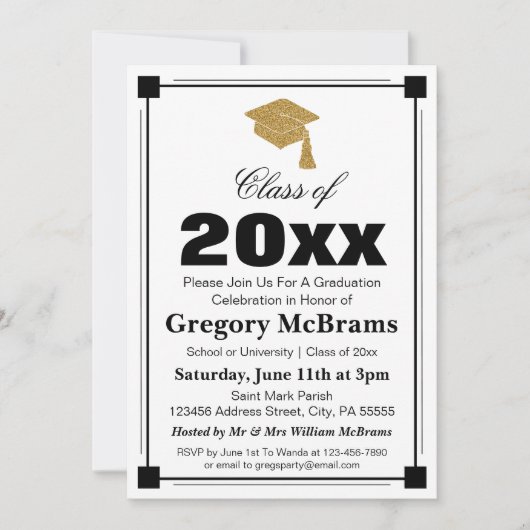 アールデコスタイル白人卒業党 招待状 (正面)