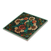 アールデコスタイル花文鳥陶磁瓦 タイル (側面)