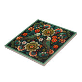 アールデコスタイル花文鳥陶磁瓦 タイル (側面)