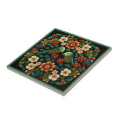 アールデコスタイル花文鳥陶磁瓦 タイル (側面)