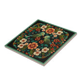 アールデコスタイル花文鳥陶磁瓦 タイル (側面)