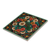 アールデコスタイル花文鳥陶磁瓦 タイル (側面)