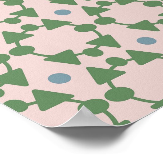 アールデコスタイル赤面ピンクとセージ緑 ポスター (角)