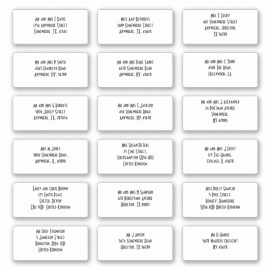 アールデコスタイル18ゲスト個人名アドレス シール (正面)