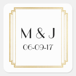 アールデコスティッカーホワイト金ゴールドスクエア スクエアシール