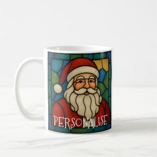 アールデコステンドグラスのクリスマスサンタクロース コーヒーマグカップ