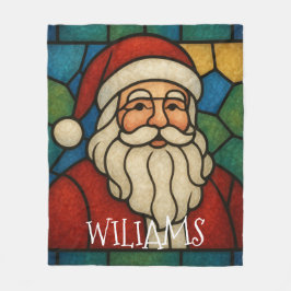 アールデコステンドグラスのクリスマスサンタクロース フリースブランケット