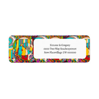 アールデコステンドグラスカラフル モダン ラベル