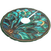 アールデコステンドグラスグリーンターコイズ金ゴールド ブラッシュドポリエステルツリースカート (アングル)