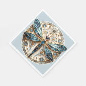 アールデコステンドグラスサファイアDragonfly スタンダードランチョンナプキン (角)