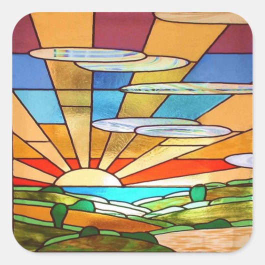 アールデコステンドグラス1シール スクエアシール (正面)