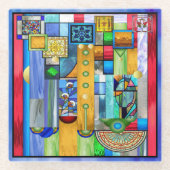 アールデコステンドグラス1 ガラスコースター (正面)