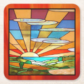 アールデコステンドグラス1 スクエアペーパーコースター (正面)