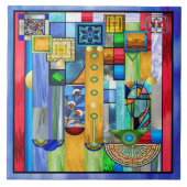 アールデコステンドグラス1 タイル (正面)