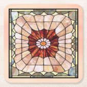 アールデコステンドグラス2 スクエアペーパーコースター (正面)