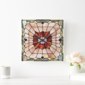 アールデコステンドグラス2 スクエア壁時計 (ホーム)