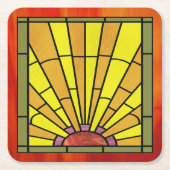 アールデコステンドグラス3 スクエアペーパーコースター (正面)