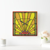 アールデコステンドグラス3 スクエア壁時計 (ホーム)