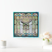 アールデコステンドグラス4 スクエア壁時計 (ホーム)