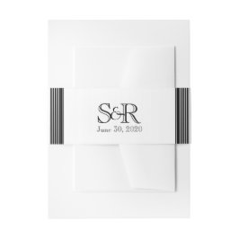 アールデコストライプ白黒結婚ズベリーバンド 招待状ベリーバンド