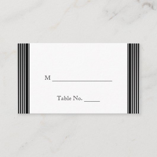 アールデコストライプ白黒結婚座席表 プレイスカード (正面)