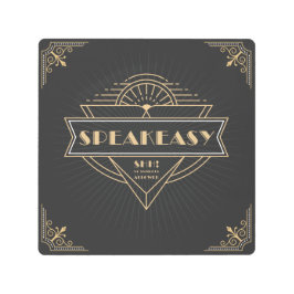 アールデコスピーカーの大きな20代フラッパーサイン メタルプリント