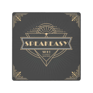 アールデコスピーカーの大きな20代フラッパーサイン メタルプリント