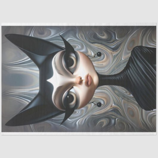 アールデコスフィンクス洗練された猫のデコパージュ 薄葉紙 (正面)