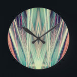 アールデコスポットライト ラウンド壁時計<br><div class="desc">オレンジ色と緑のアールデコスポットライトのパターン</div>