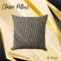 アールデコスモーキーグレーと金ゴールド装飾用クッション