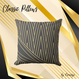 アールデコスモーキーグレーと金ゴールド装飾用クッション クッション