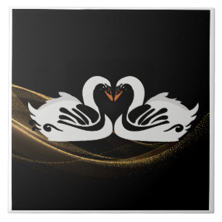 アールデコスワンズウォールデコールアールヌーボースワンセラミック タイル