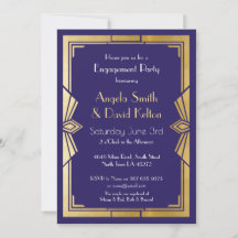 アールデコズ結婚婚約ギャツビーネイビー招待状