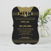 アールデコセンターステージ金ゴールドとブラック結婚ズ 招待状 (スタンド正面)
