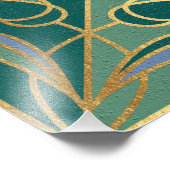 アールデコタイルフローラ。緑、青、および金ゴールド フォトプリント            (角)