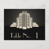 アールデコタワーレイin黒とアイボリーテーブル番号 ポストカード (正面)