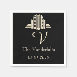 アールデコタワー結婚レイ スタンダードカクテルナプキン