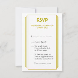 アールデコタンスタックフレーム金ゴールドRSVP応答 出欠カード