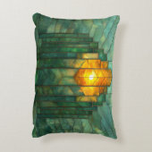 アールデコターコイズグリーンイエローオレンジ アクセントクッション (裏面(縦))