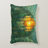 アールデコターコイズグリーンイエローオレンジ アクセントクッション (正面(垂直))