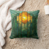 アールデコターコイズグリーンイエローオレンジ クッション (ブランケット)